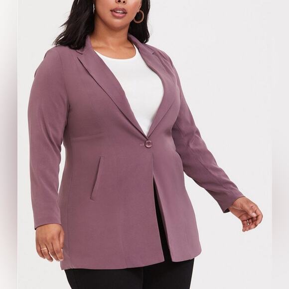 torrid Jackets & Blazers - Torrid Drape front Blazer Single Button Mauve Purple Flint Size 2 item 11925875